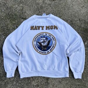90’s vintage “Navy Mom” White Sweater